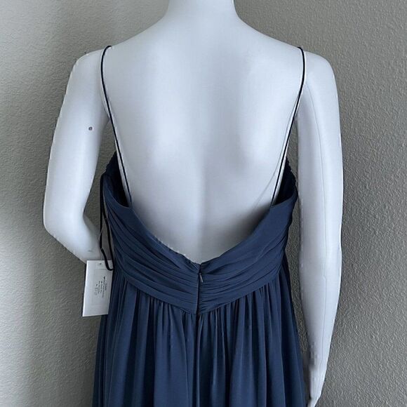 Amsale Maternity Size 12 Janan Maxi French Blue Flat Chiffon Bridesmaid Wedding - Picture 11 of 12